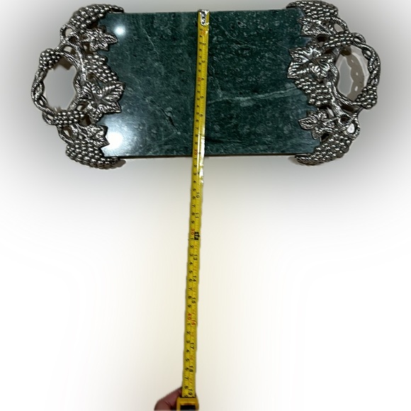✨Gorgeous✨Vintage Green Marble Slab✨Charcuterie Board✨Godinger Silver Art Co.✨ - Picture 12 of 12